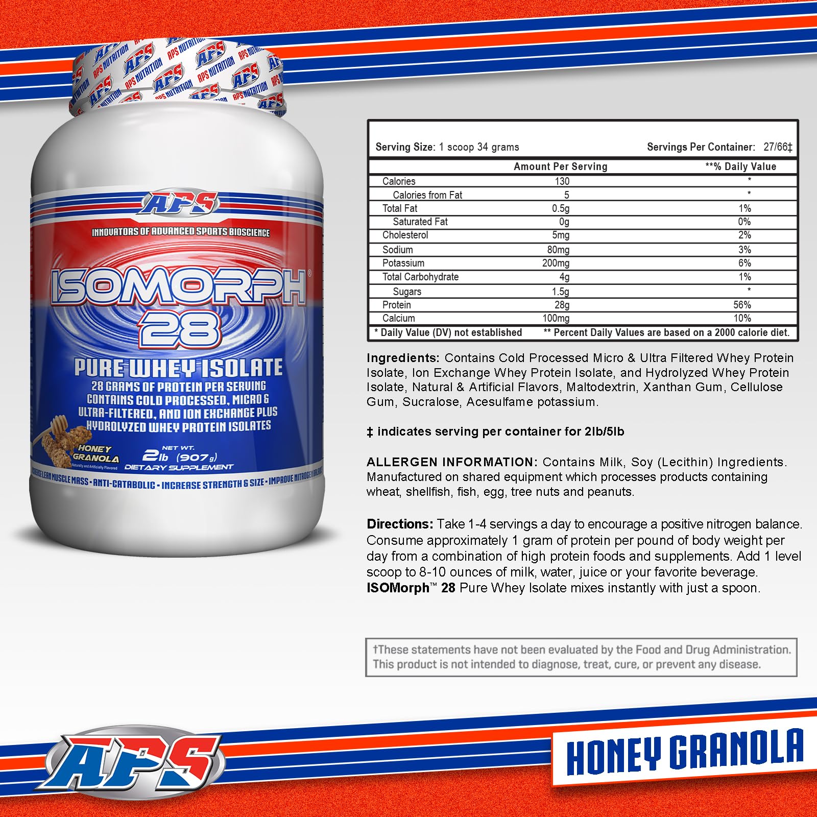 APS Nutrition Isomorph 28, envase práctico para completar ingesta proteica diaria.