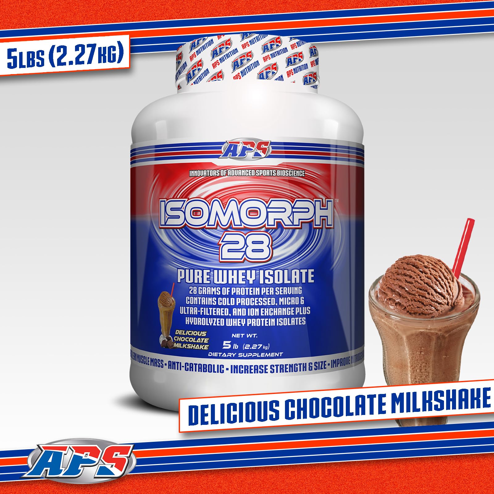 Etiqueta IsoMorph 28 con información nutricional clara.