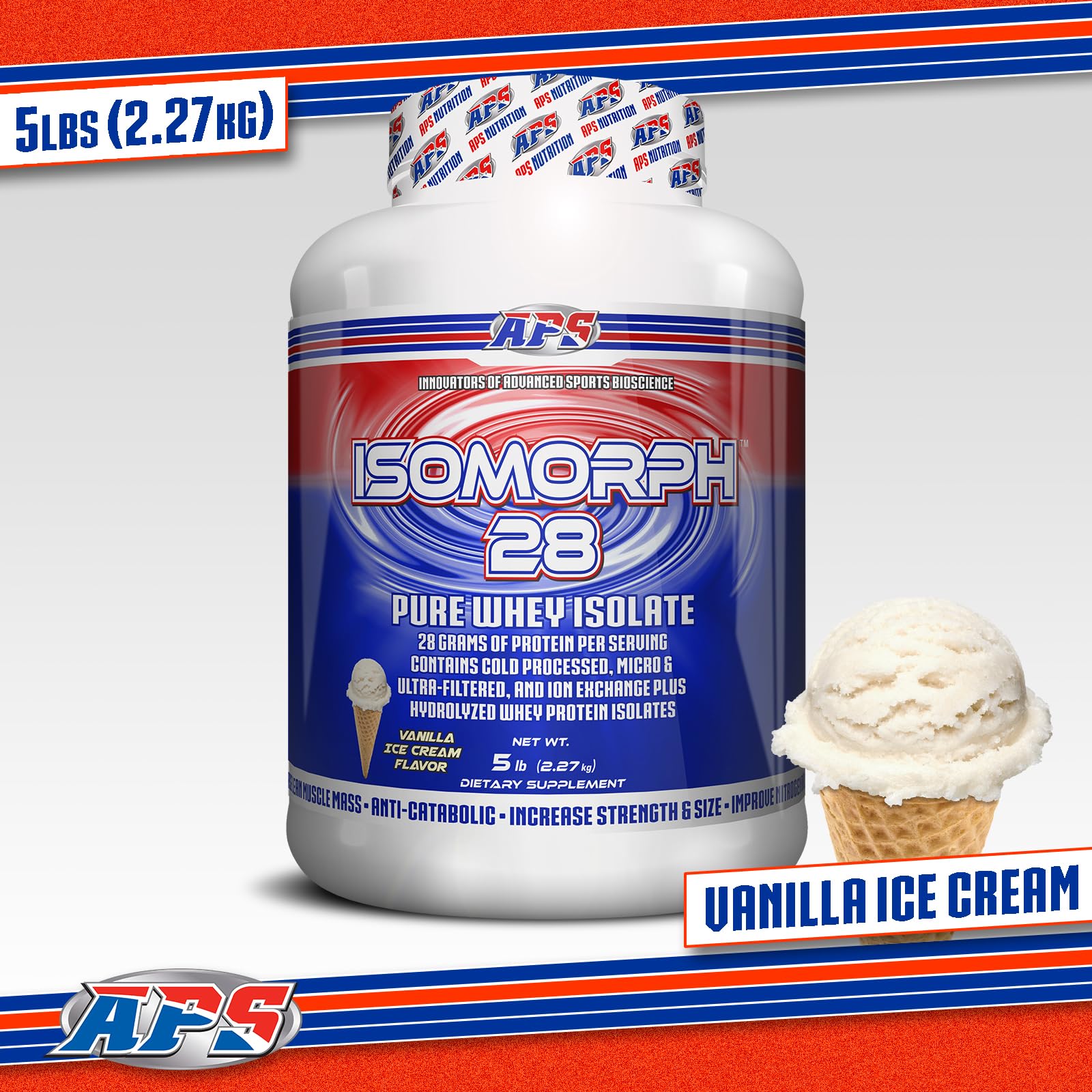 APS Nutrition Isomorph 28 etiqueta pura que garantiza pureza y proceso en frío