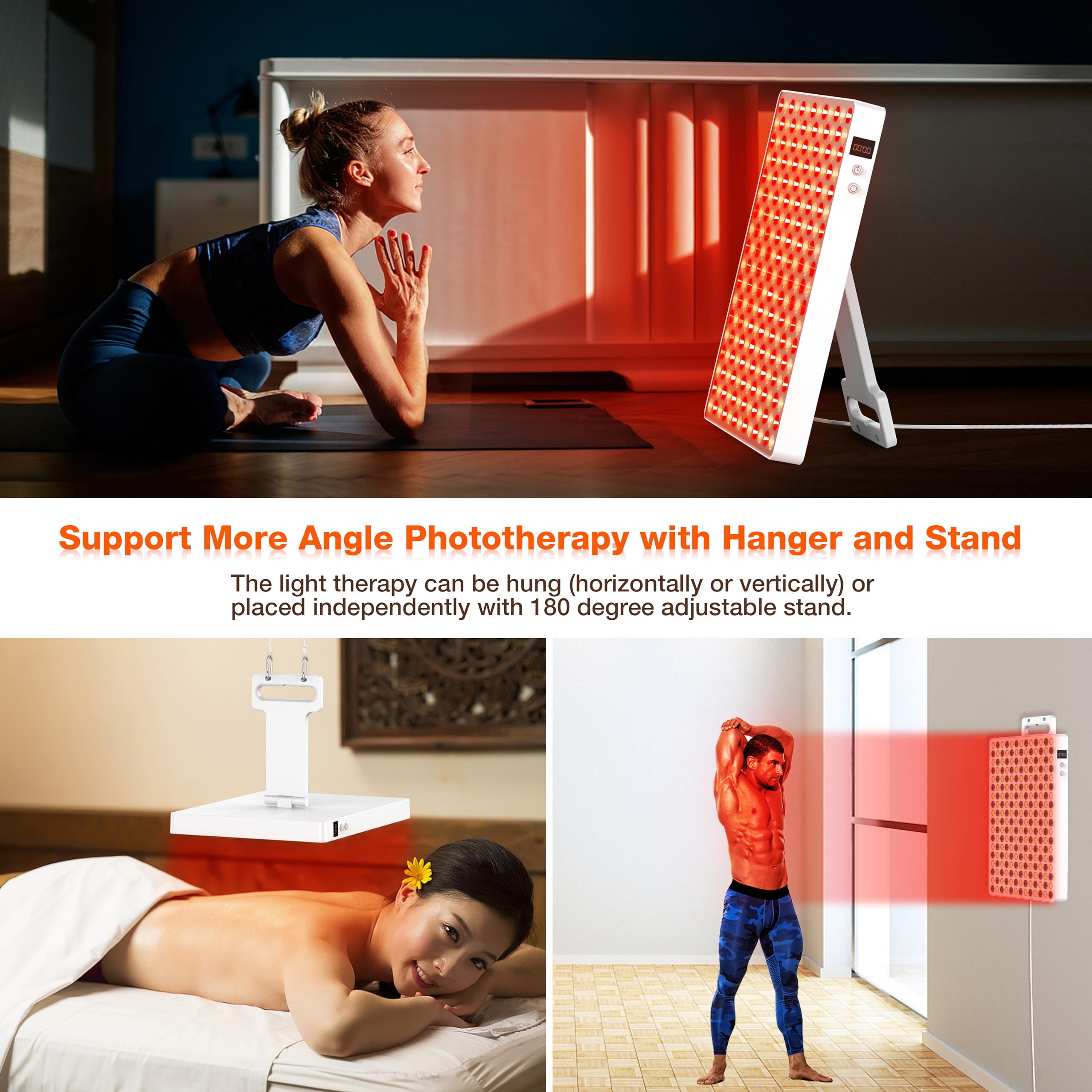 Aptoyu panel terapia luz roja para lectura y trabajo cómodo en la cama.