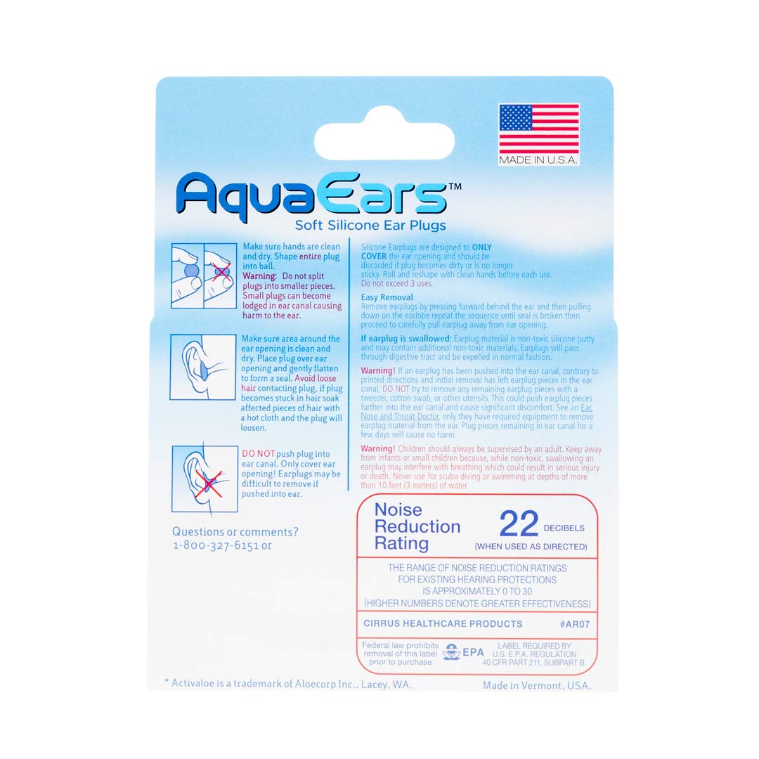 Aqua Ears tapones moldeables en uso nocturno; descanso cómodo