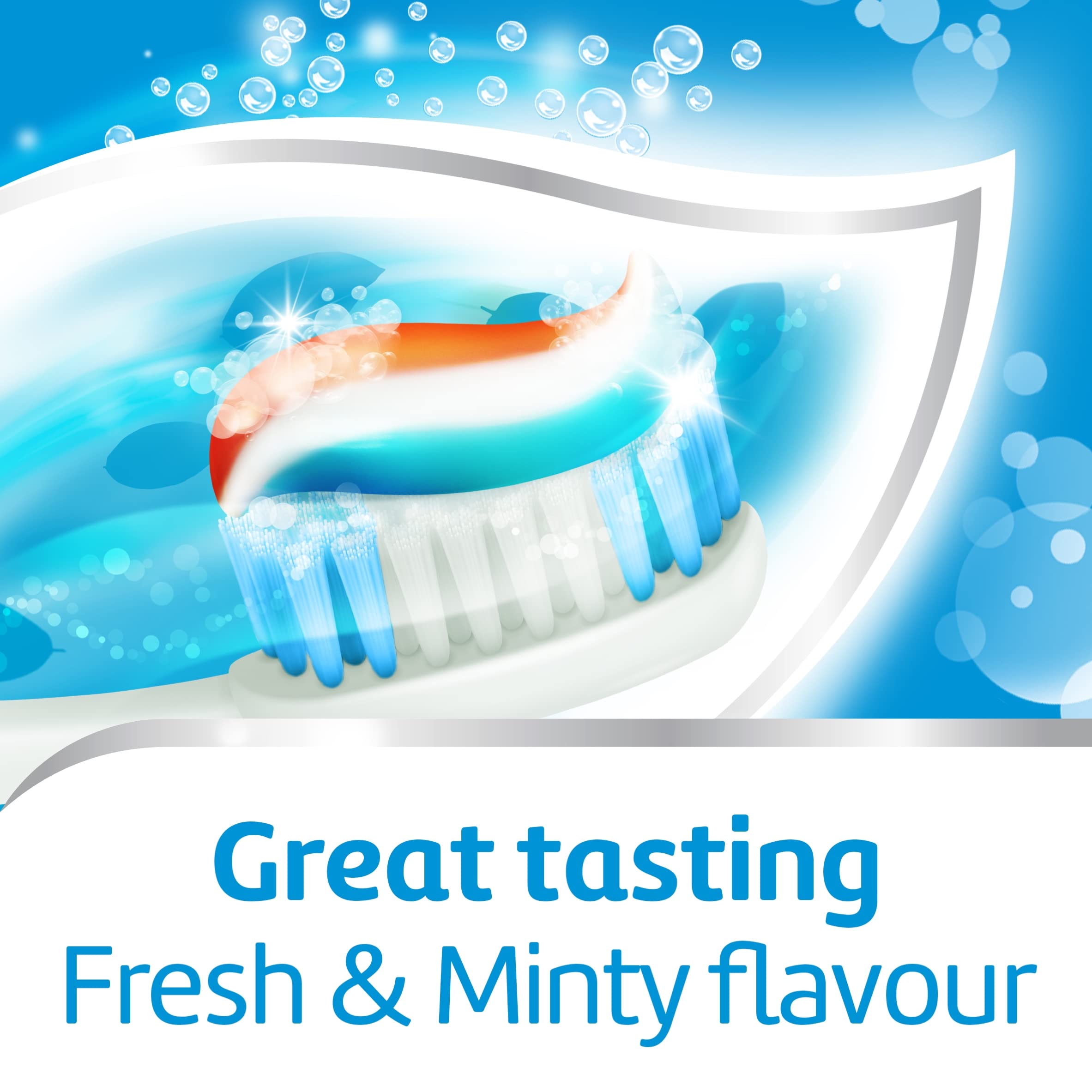 Aquafresh pasta dental para dientes brillantes y sonrisa más limpia.
