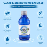 Aquapap: Botella compatible con ResMed y Respironics para uso nocturno.