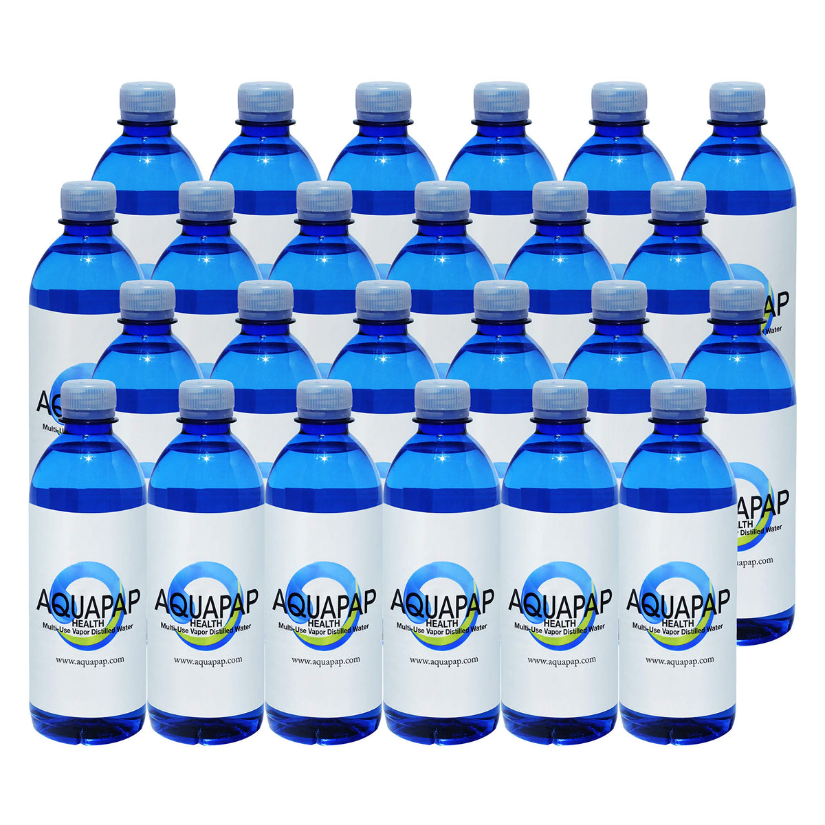 Botella Aquapap de vapor destilado de 500 ml lista para CPAP.