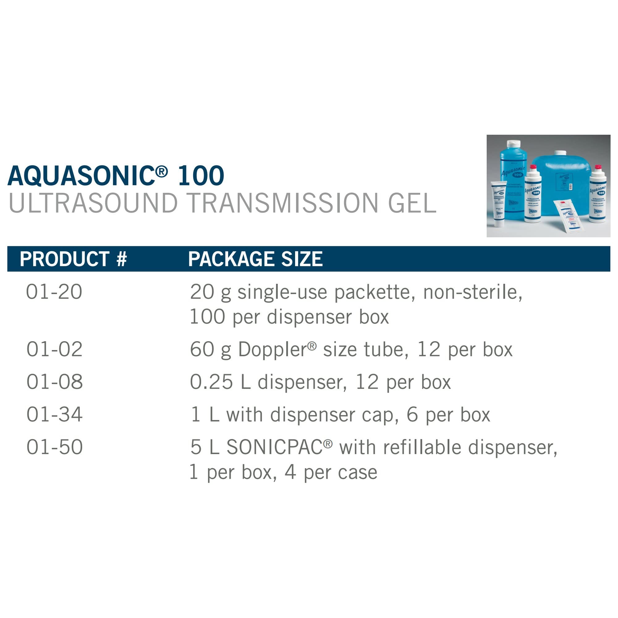 Aquasonic ultrasonido gel, envase seguro que no mancha ropa.