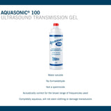 Aquasonic ultrasonido gel, textura líquida suave para deslizamiento cómodo.
