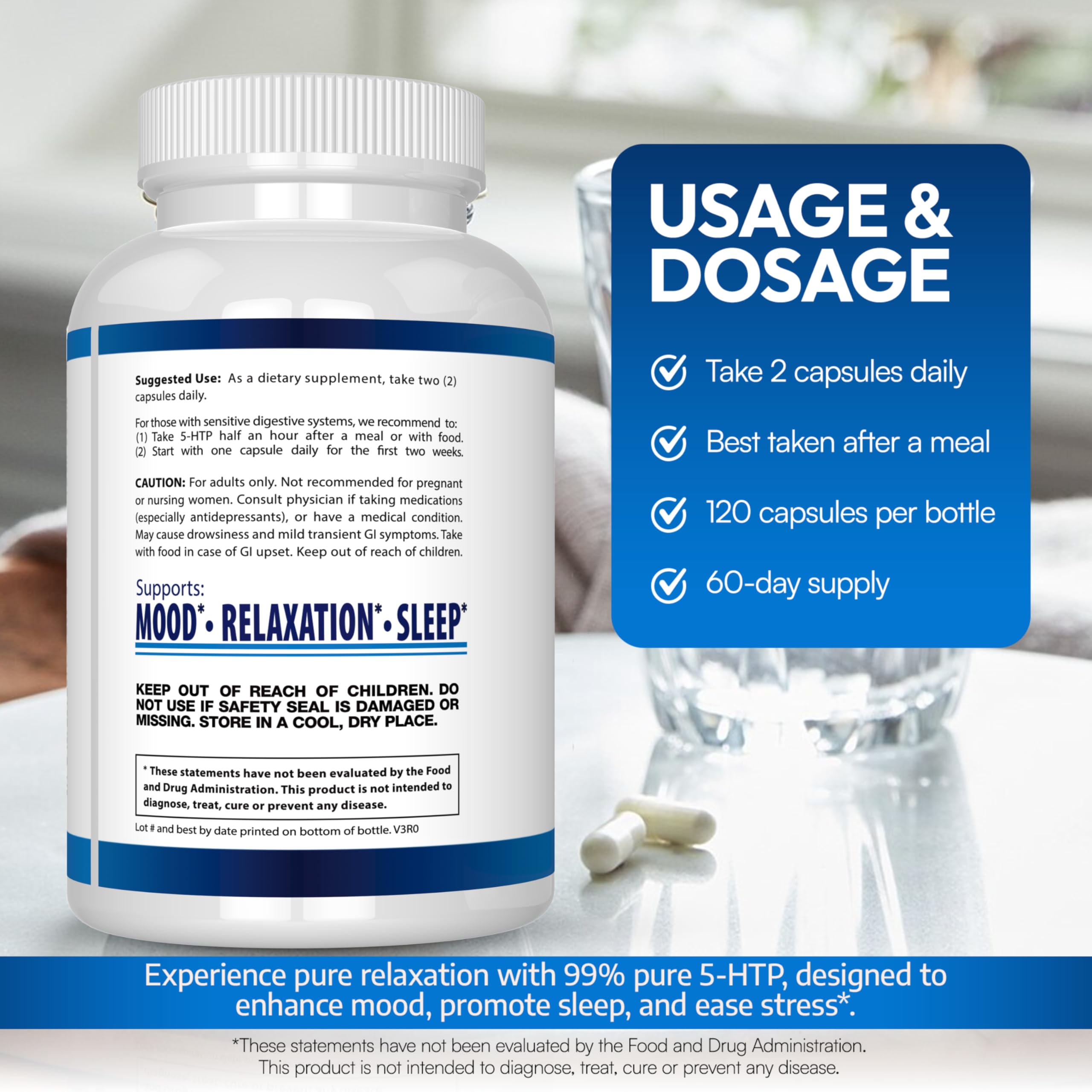 Etiqueta de Arazo Nutrition 5-HTP con pureza del 99%