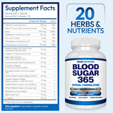 Arazo Nutrition Blood Sugar 365: vista lateral de la botella para uso diario cómodo.
