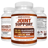 Caja y frasco de Arazo Nutrition Glucosamina Chondroitina, 180 tabletas.