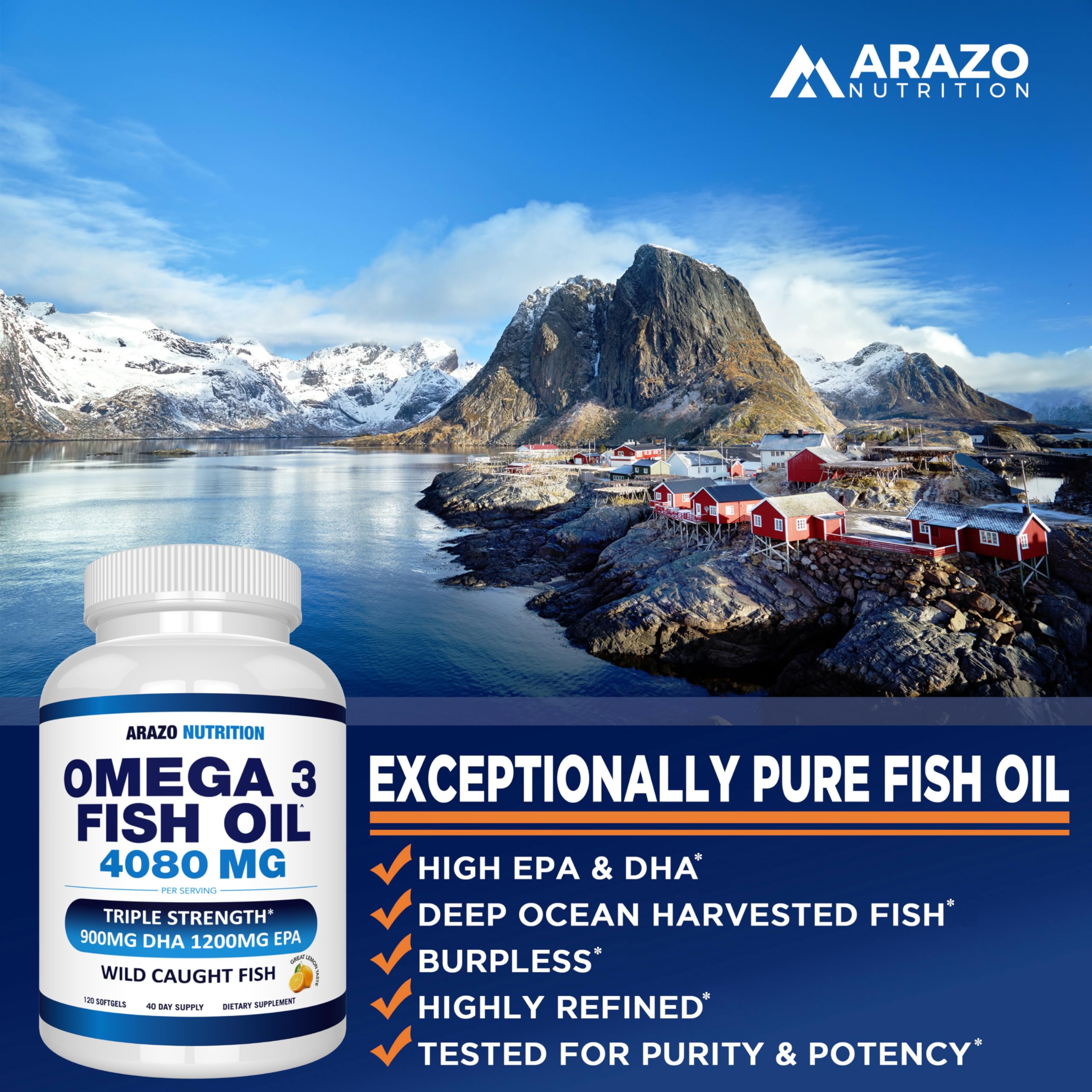 Certificaciones triple de Arazo Nutrition Omega-3: Marin Trust, Friend of the Seas y Dolphin Safe.
