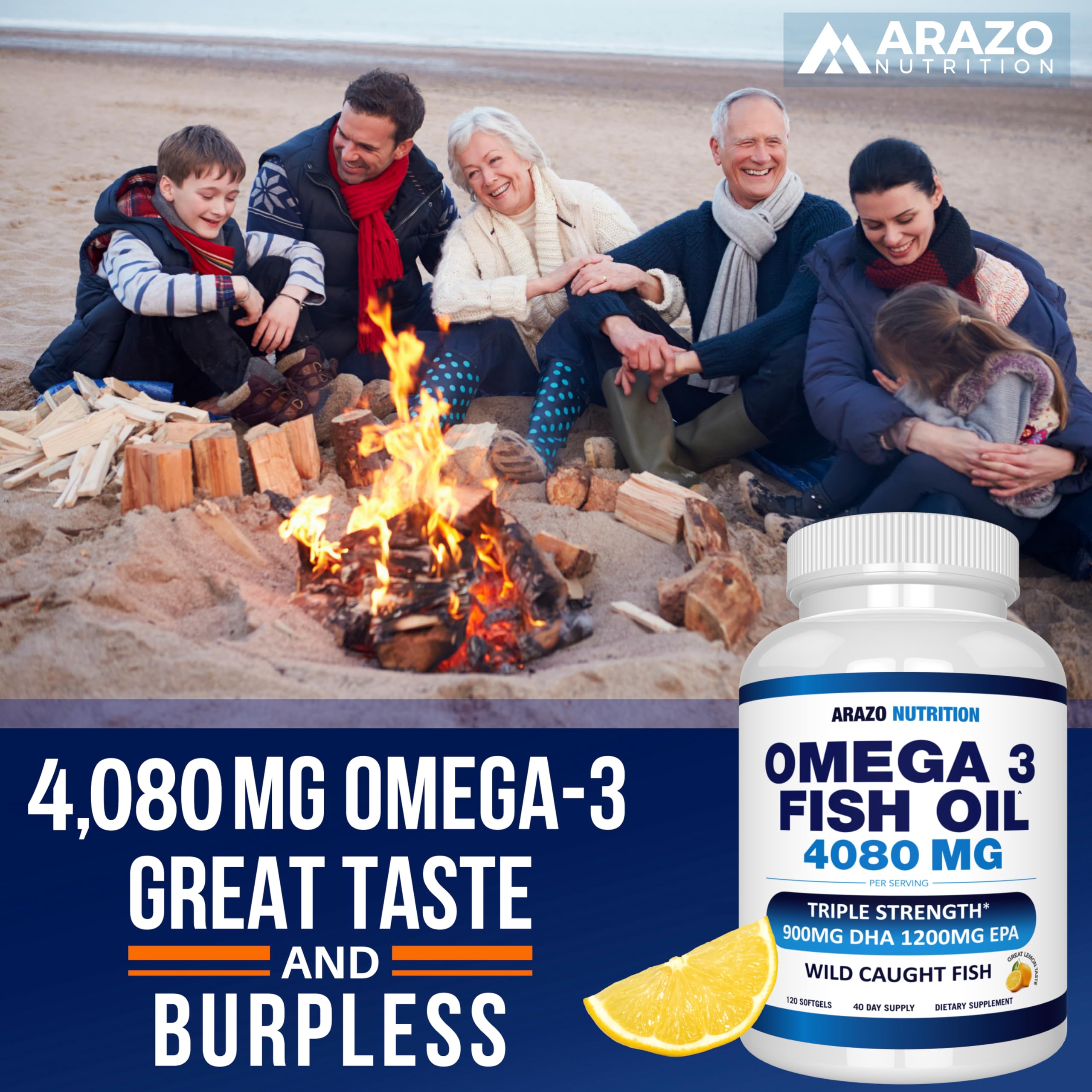 Empaque de Arazo Nutrition Omega-3 para almacenamiento seguro.