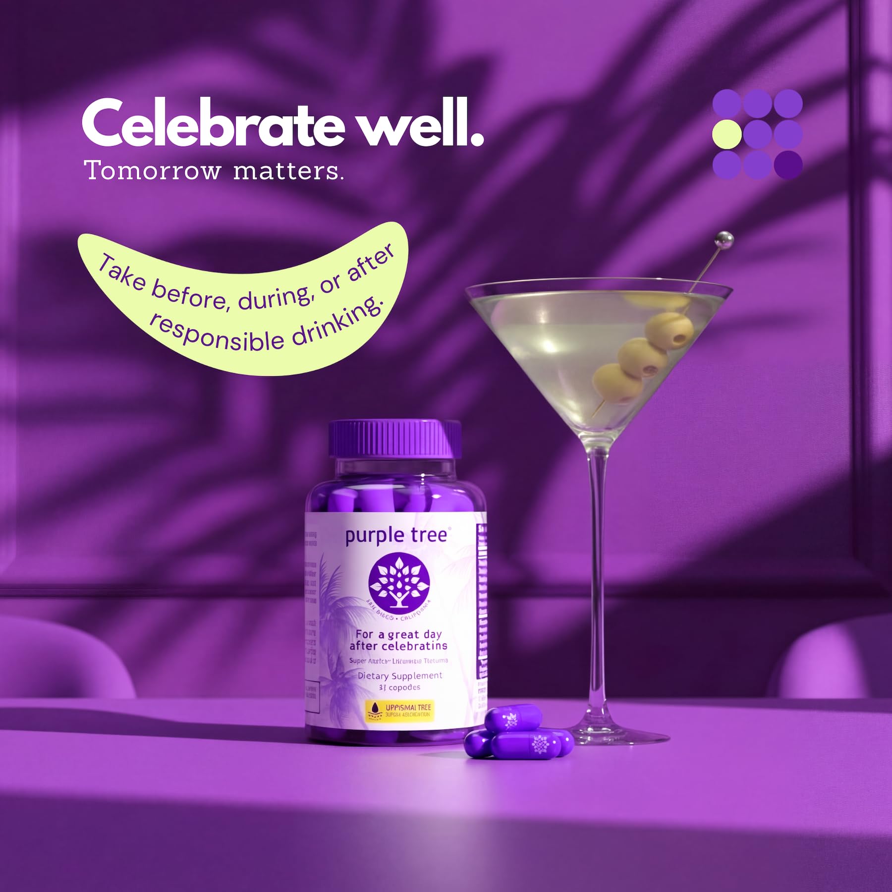 árbol-púrpura dhm liposomal-glutatión: cápsulas para apoyo antioxidante diario.