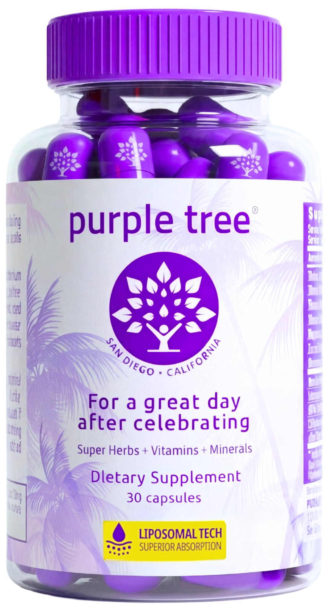 árbol-púrpura equilibrio botella volcada: apoyo a la hidratación tras celebraciones distintas.