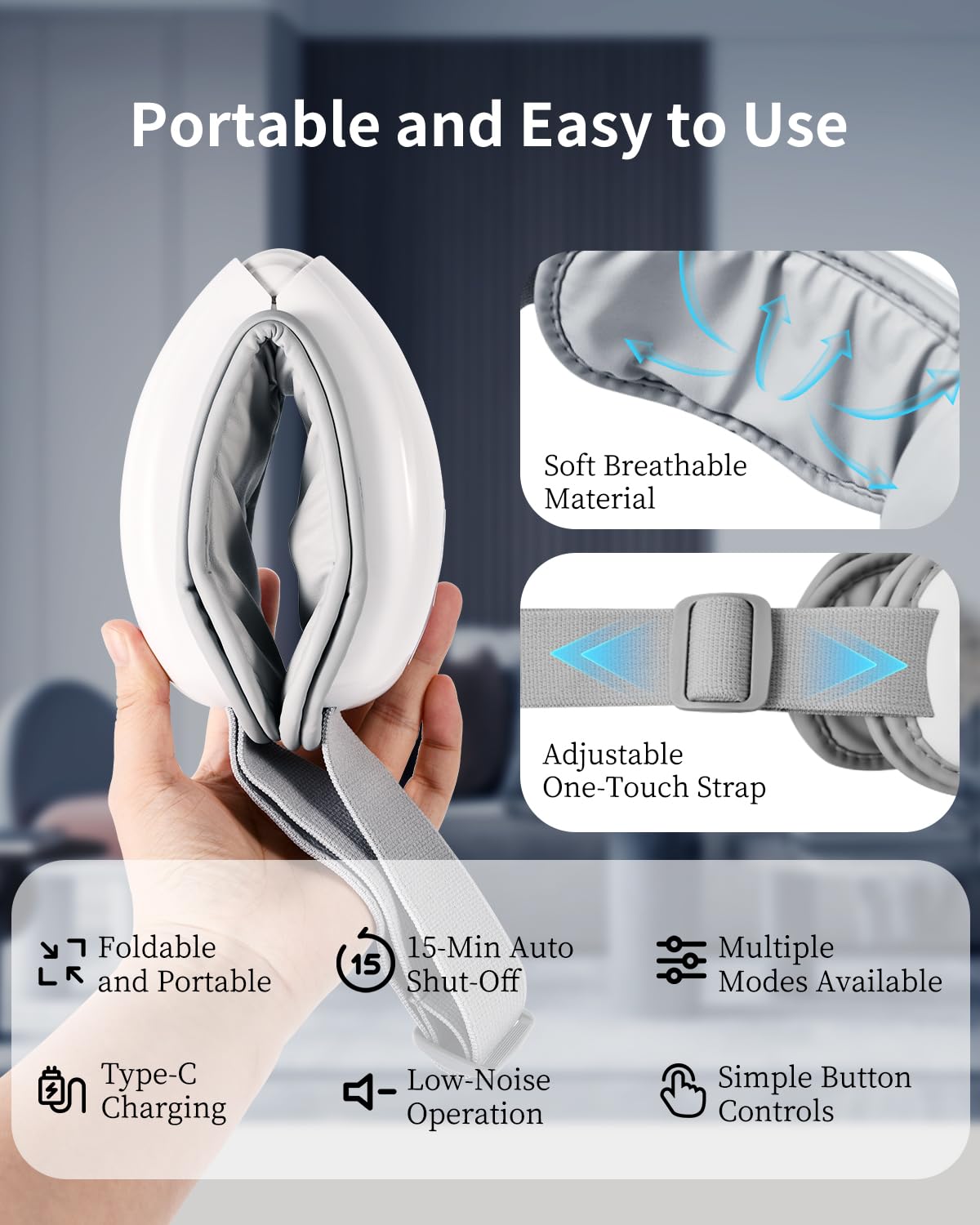 Arboleaf masaje ocular: estilo portátil para uso diario.