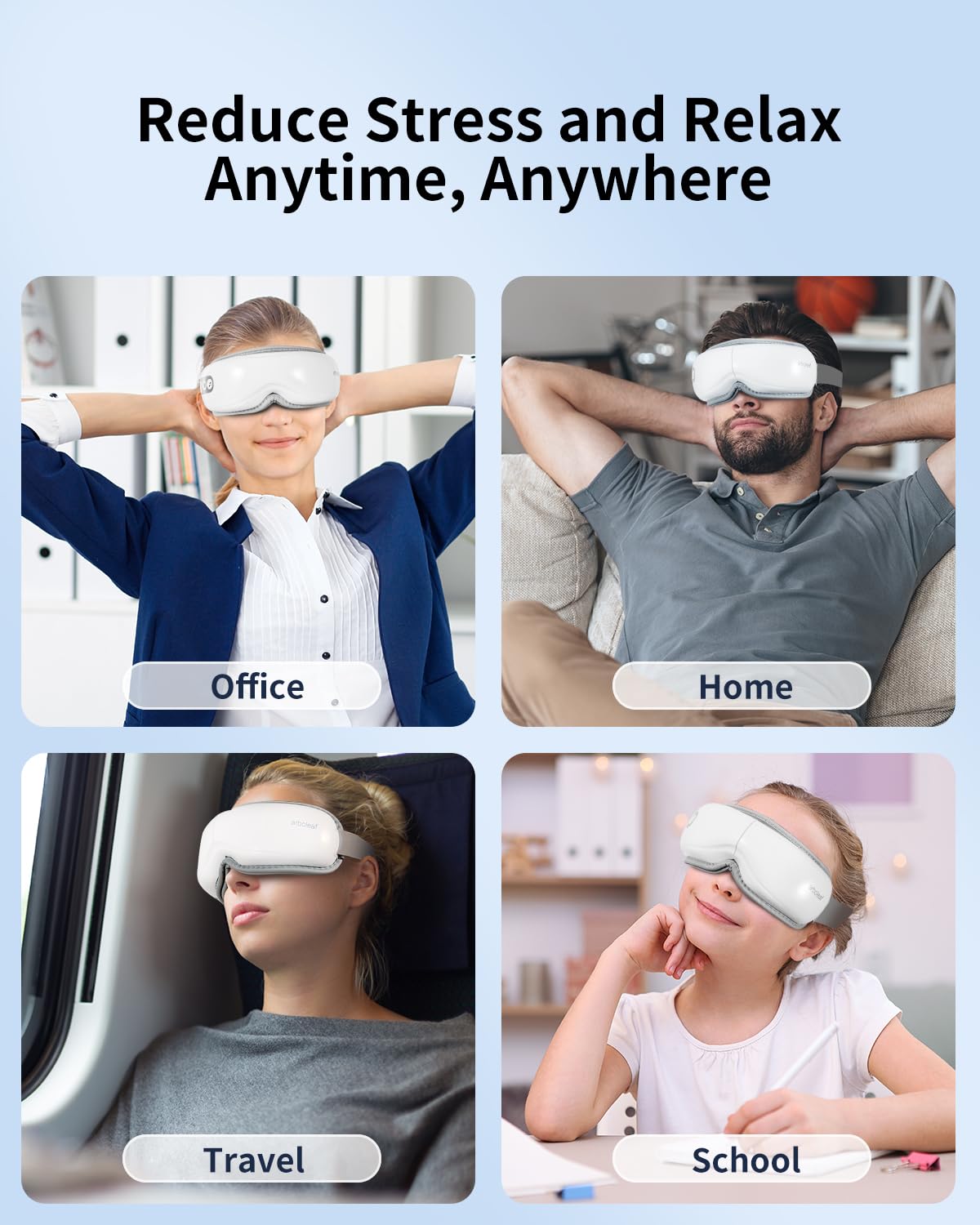 Arboleaf masaje ocular: controles simples para operar sin esfuerzo.