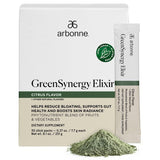 Arbonne GreenSynergy Elixir, empaque cítrico, ideal para empezar el día con apoyo digestivo