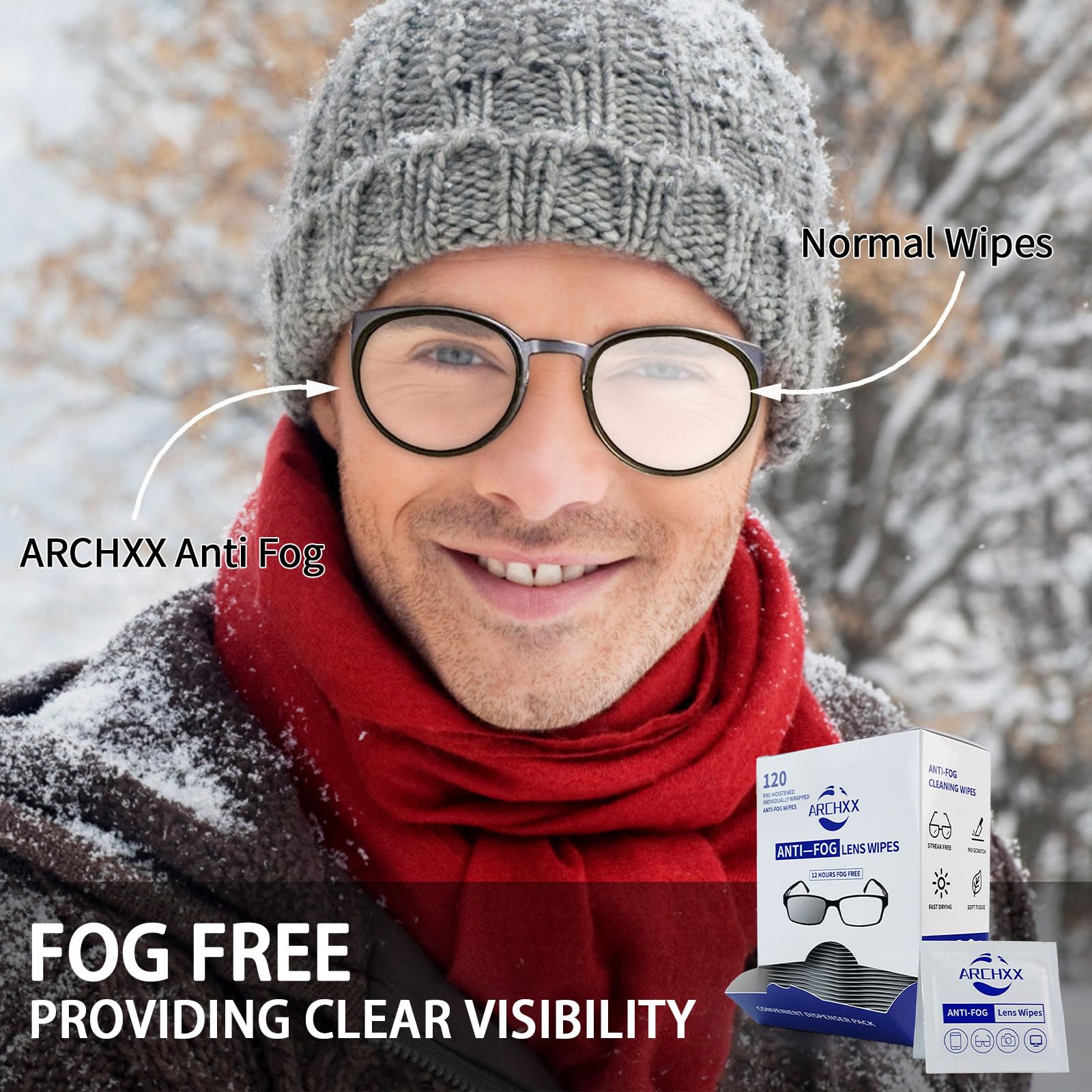 ARCHXX toallitas antivaho para gafas con dispensador portátil