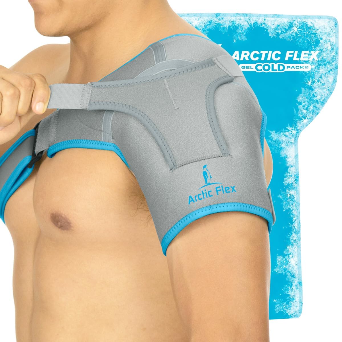 Arctic Flex: soporte de hombro con gel frío reutilizable para alivio localizado