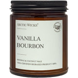 Vela Arctic Wicks Vanilla Bourbon encendida para un ambiente cálido y elegante