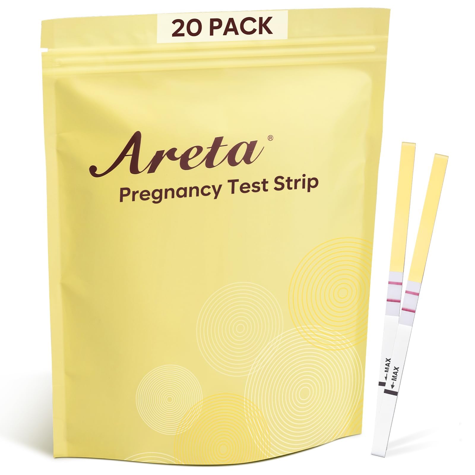 Areta prueba de embarazo con 20 tiras hCG para detección temprana.