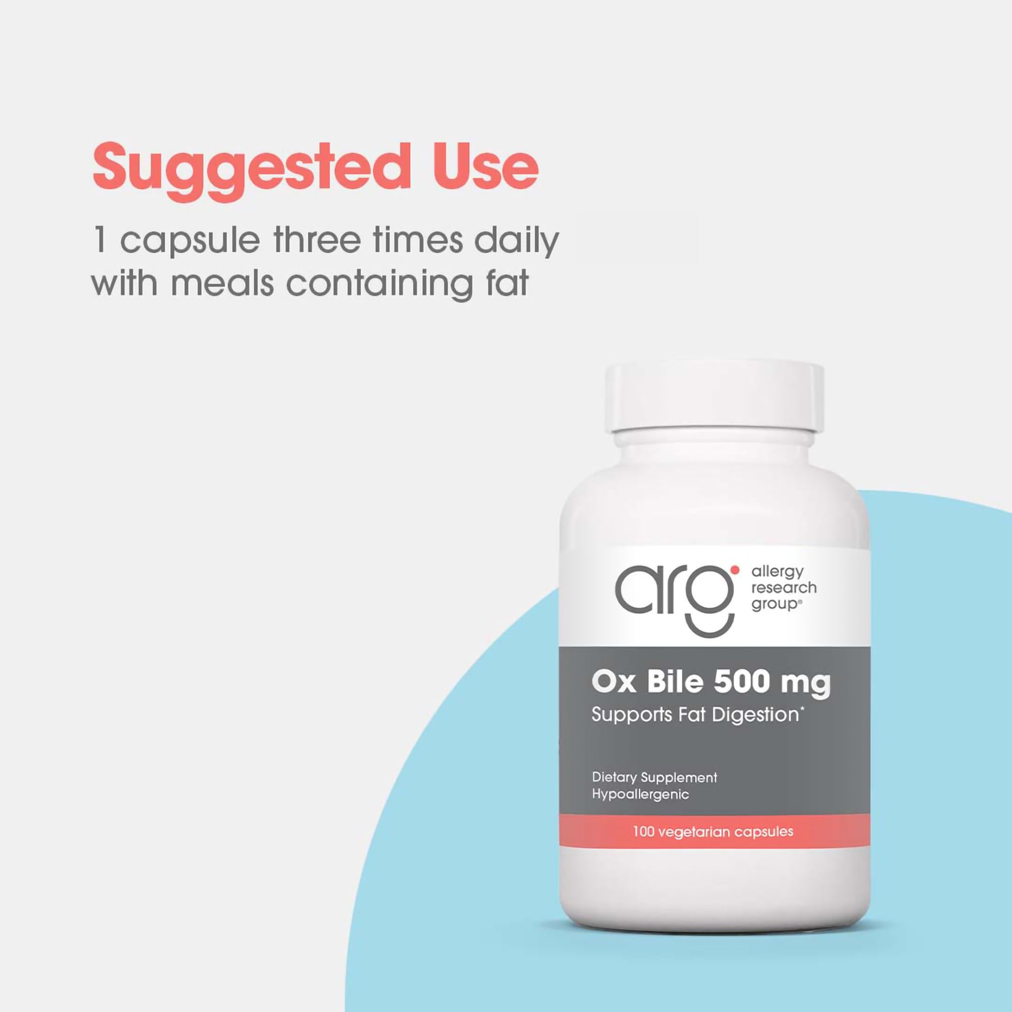 ARG Bilis Bovina 500 mg dosis por porción para apoyo digestivo tras la comida