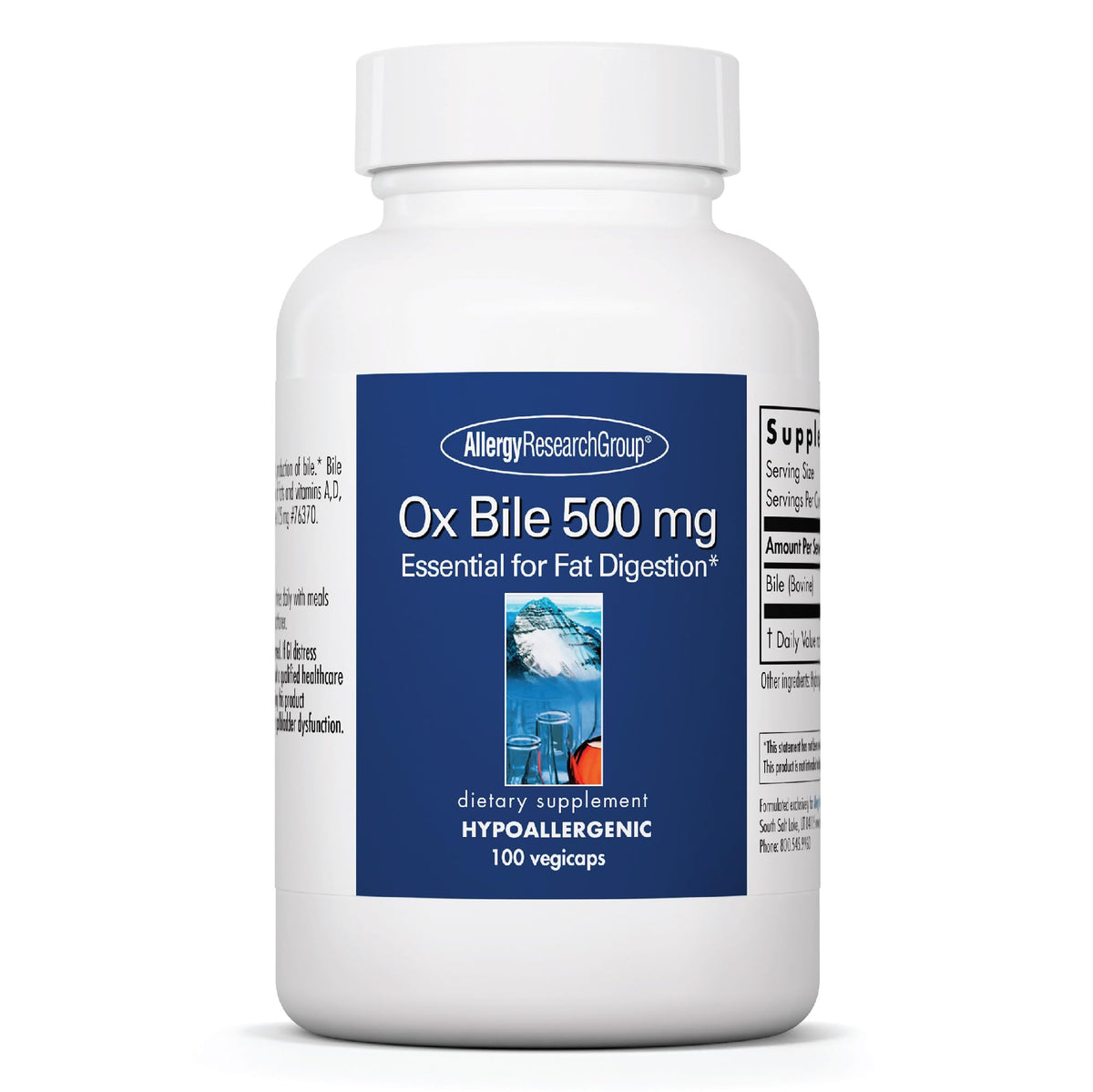 ARG Bilis Bovina 500 mg envase frontal para apoyar la digestión de grasas