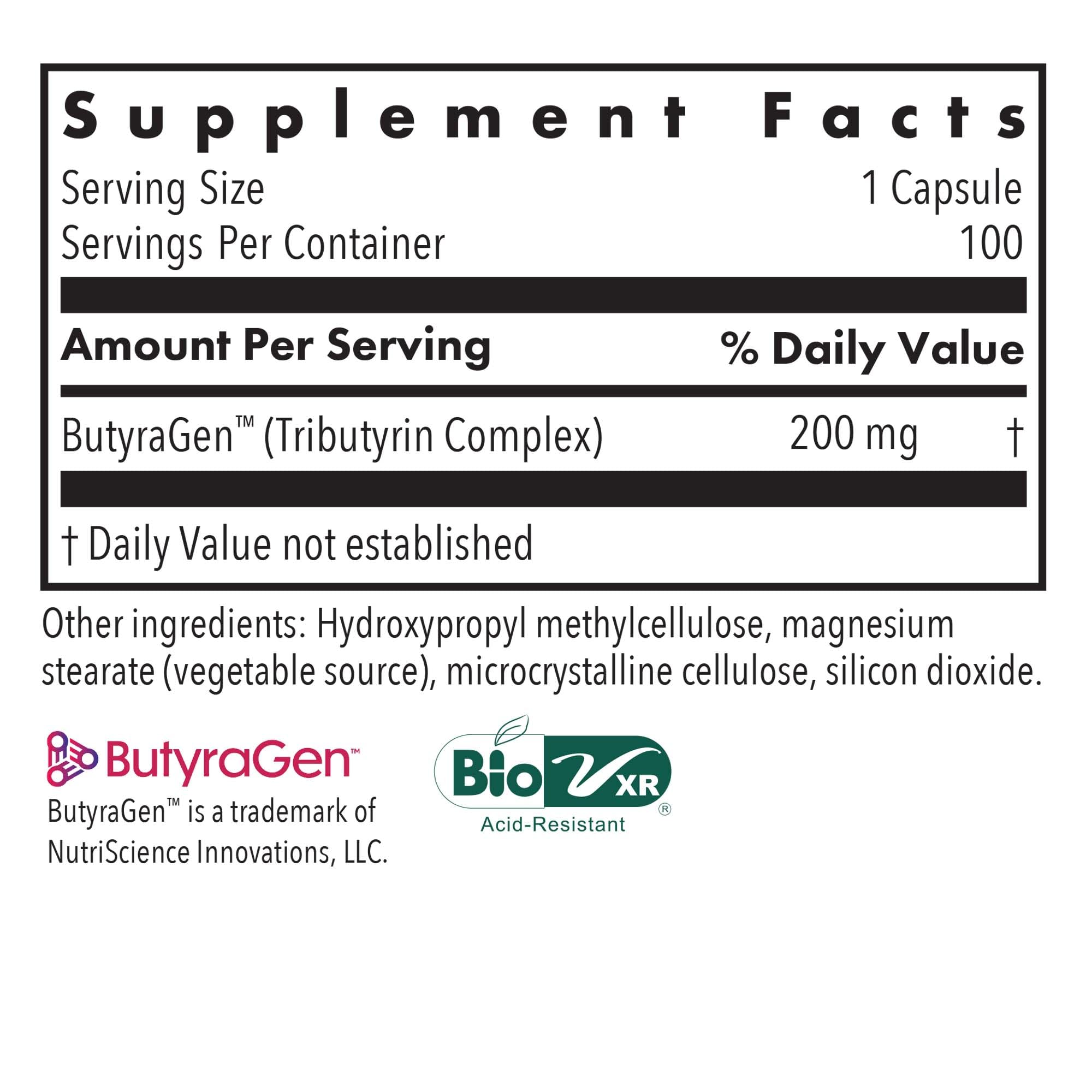 ARG ButyrEn dosis de 200 mg para apoyo del colon.