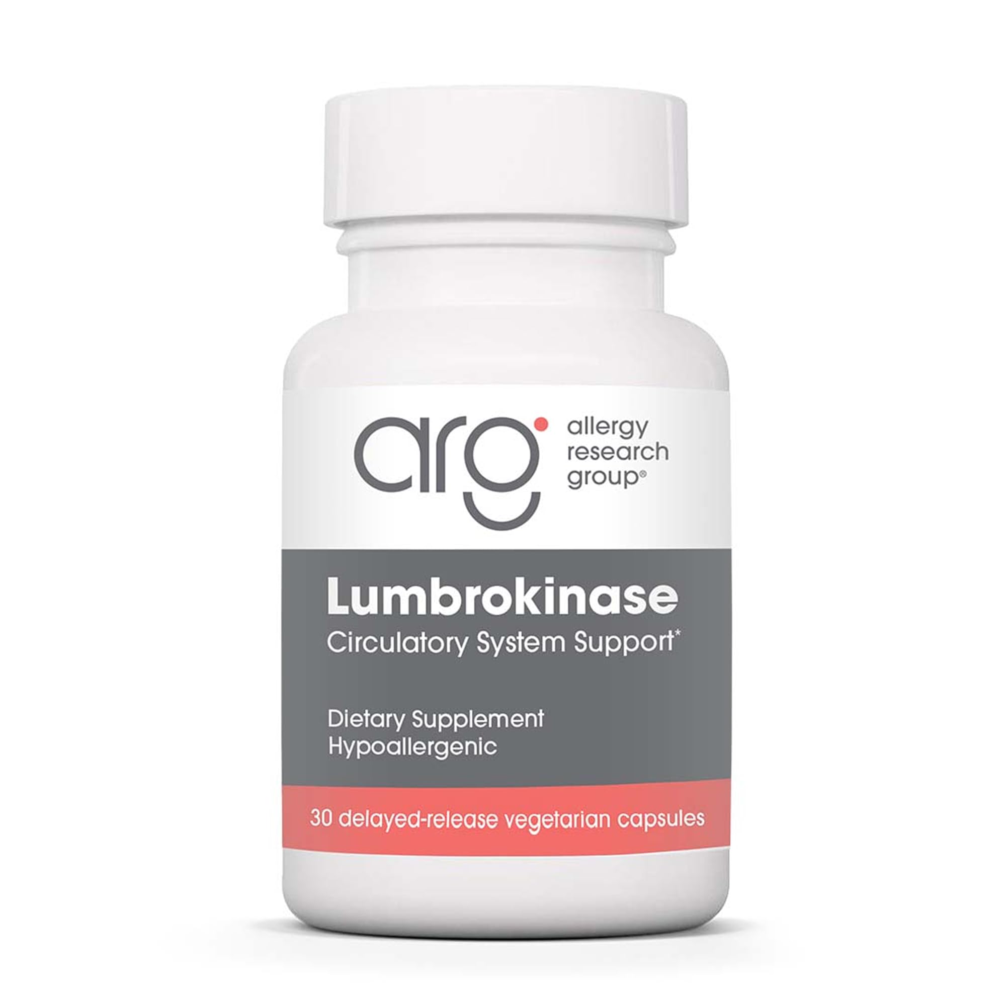 ARG Lumbrokinase, botella volcada, apoyo a la circulación diaria.