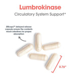 ARG Lumbrokinase, detalle de cápsula, liberación retardada para ingesta estable.
