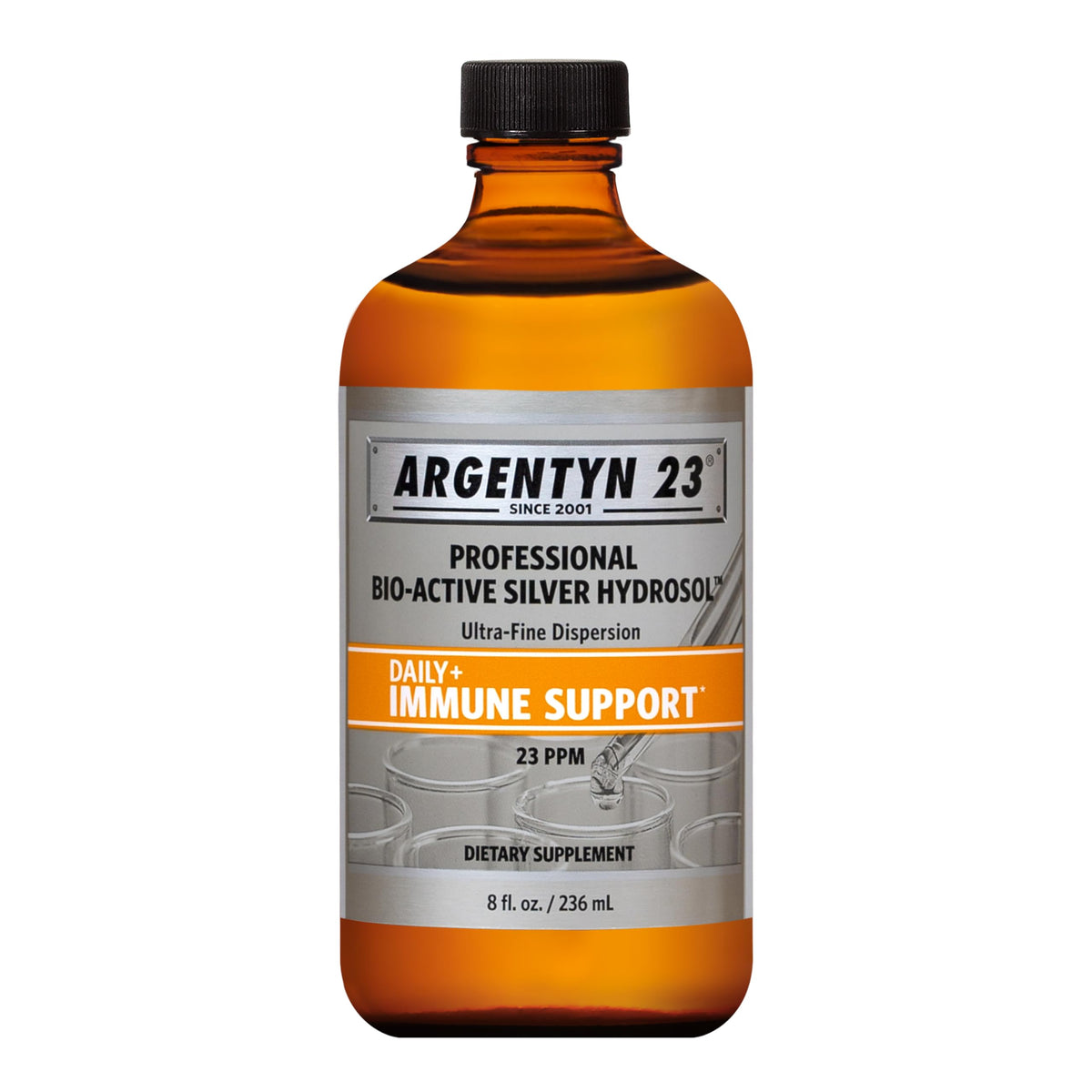 Argentyn 23, botella durante el vertido para uso diario