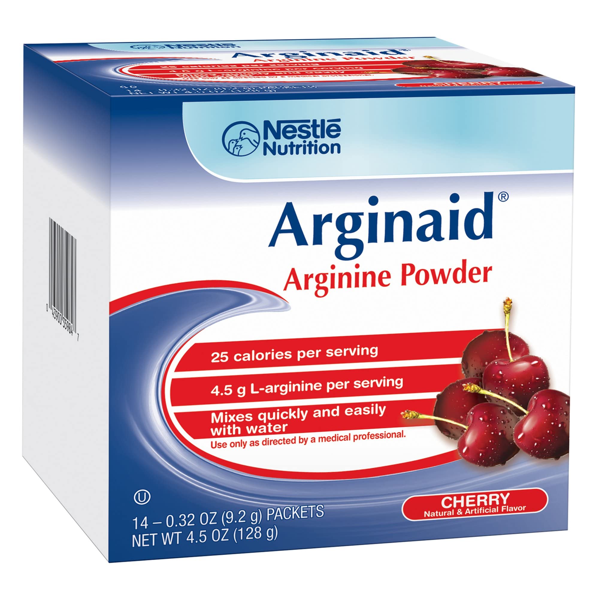 Arginaid Cherry, caja de producto, fácil de almacenar y usar en casa.
