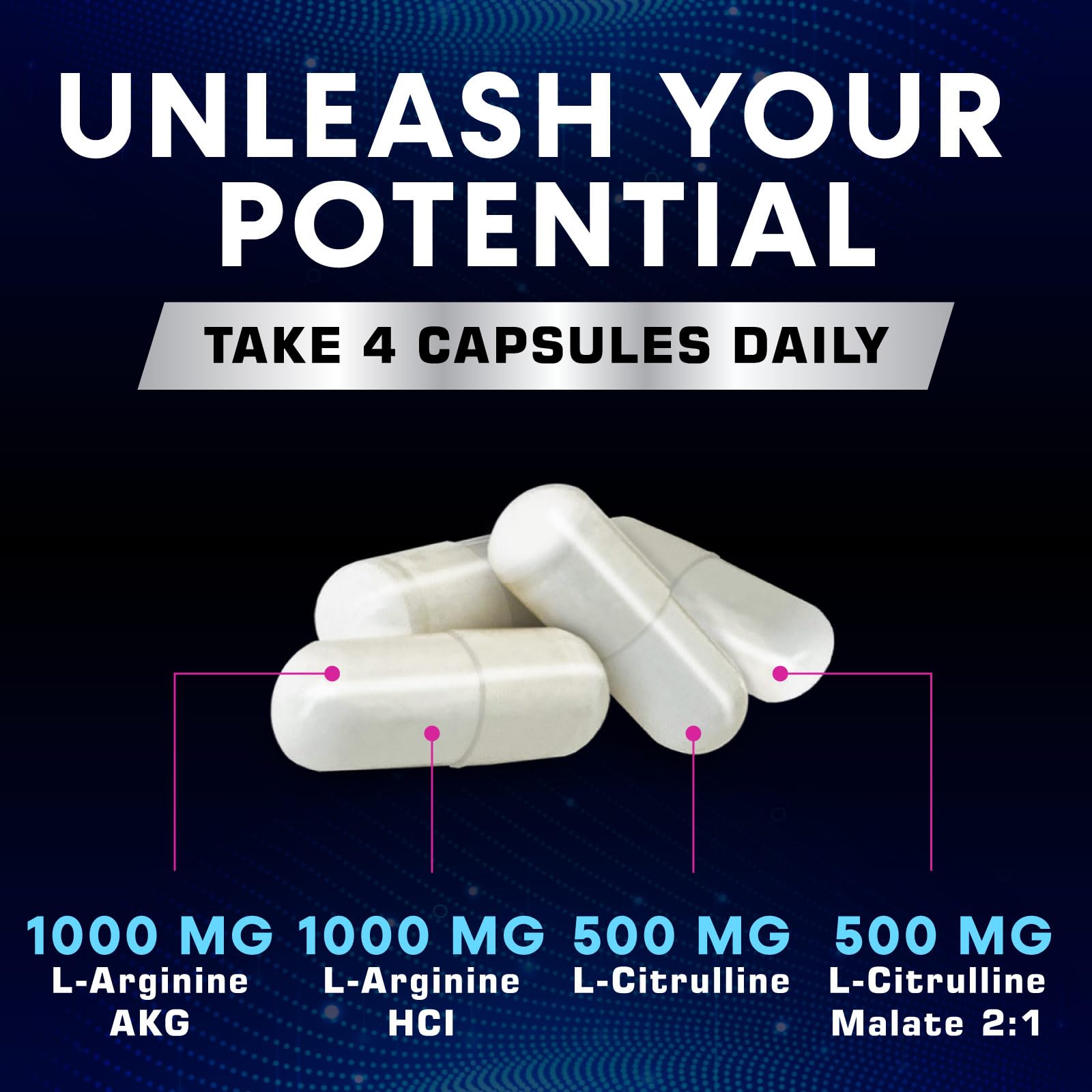 Health Nutrition Naturals: cápsulas de L-Arginina HCl para energía estable.