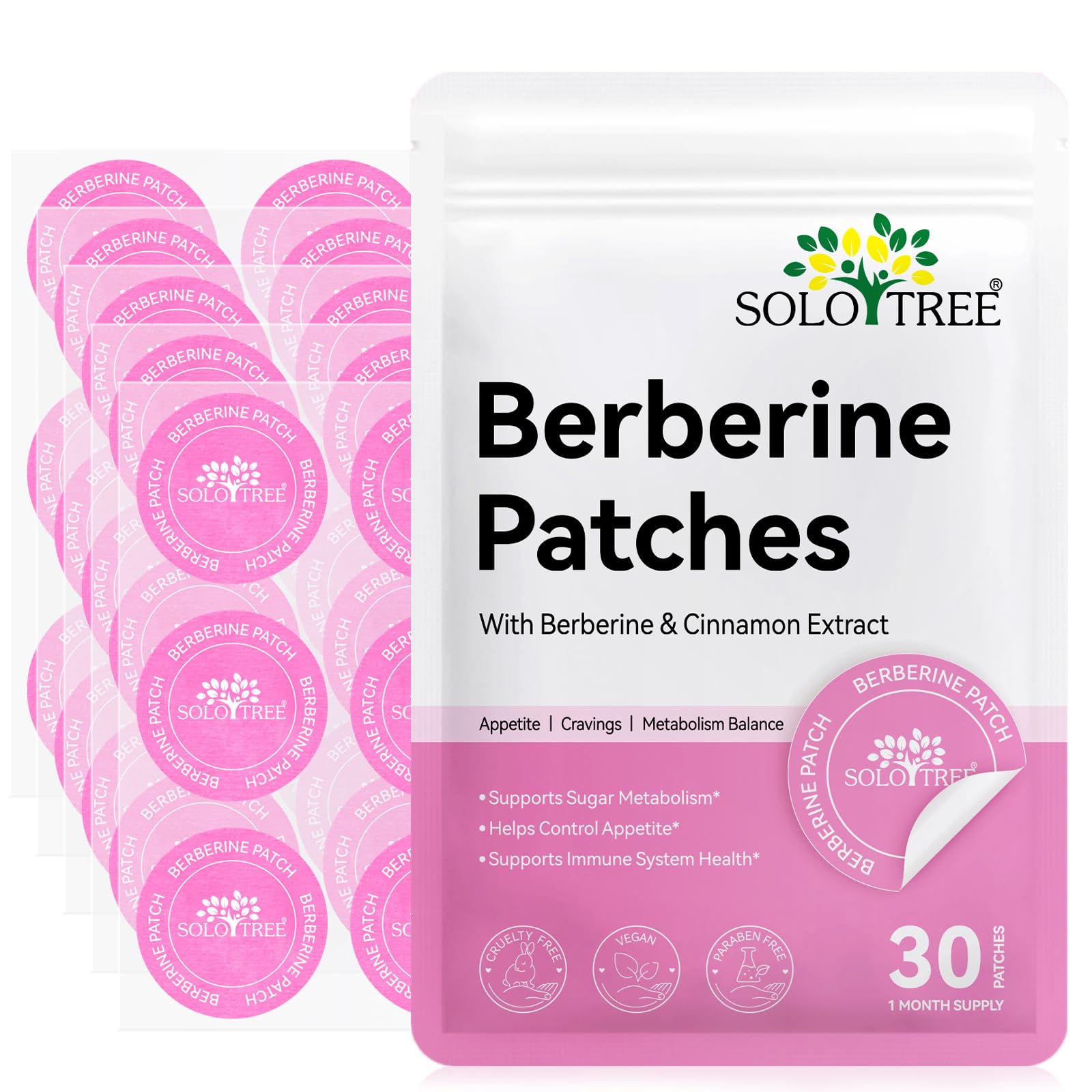 Arkture Berberine Patches aplicados en la piel para uso diario de 8 horas.