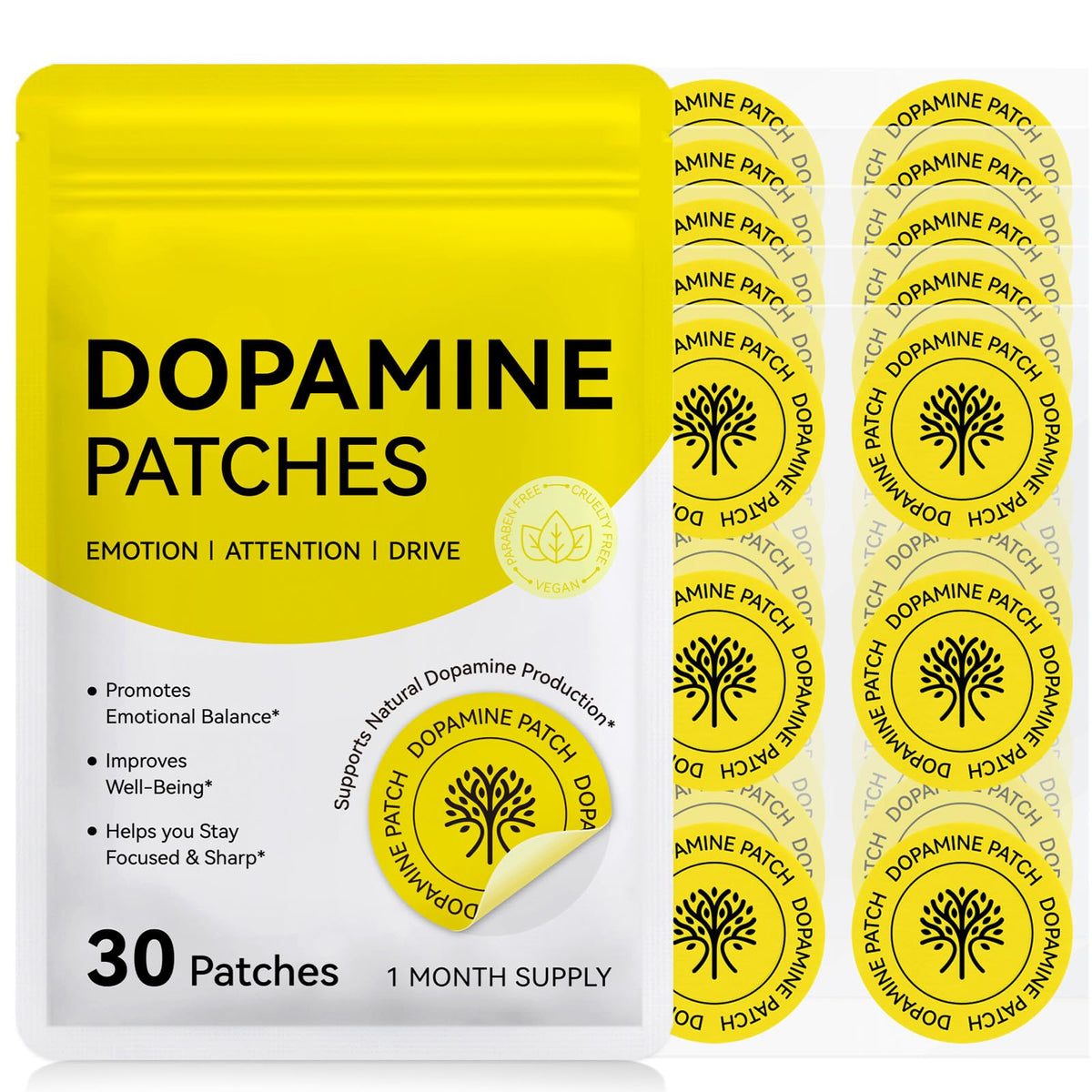 Arkture Dopamine Patches muestra el empaque, práctico para almacenamiento y transporte diario.