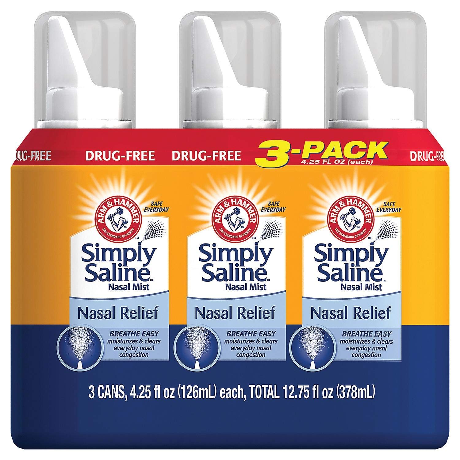 Arm & Hammer atomizador nasal salino original en pack gigante, uso diario.