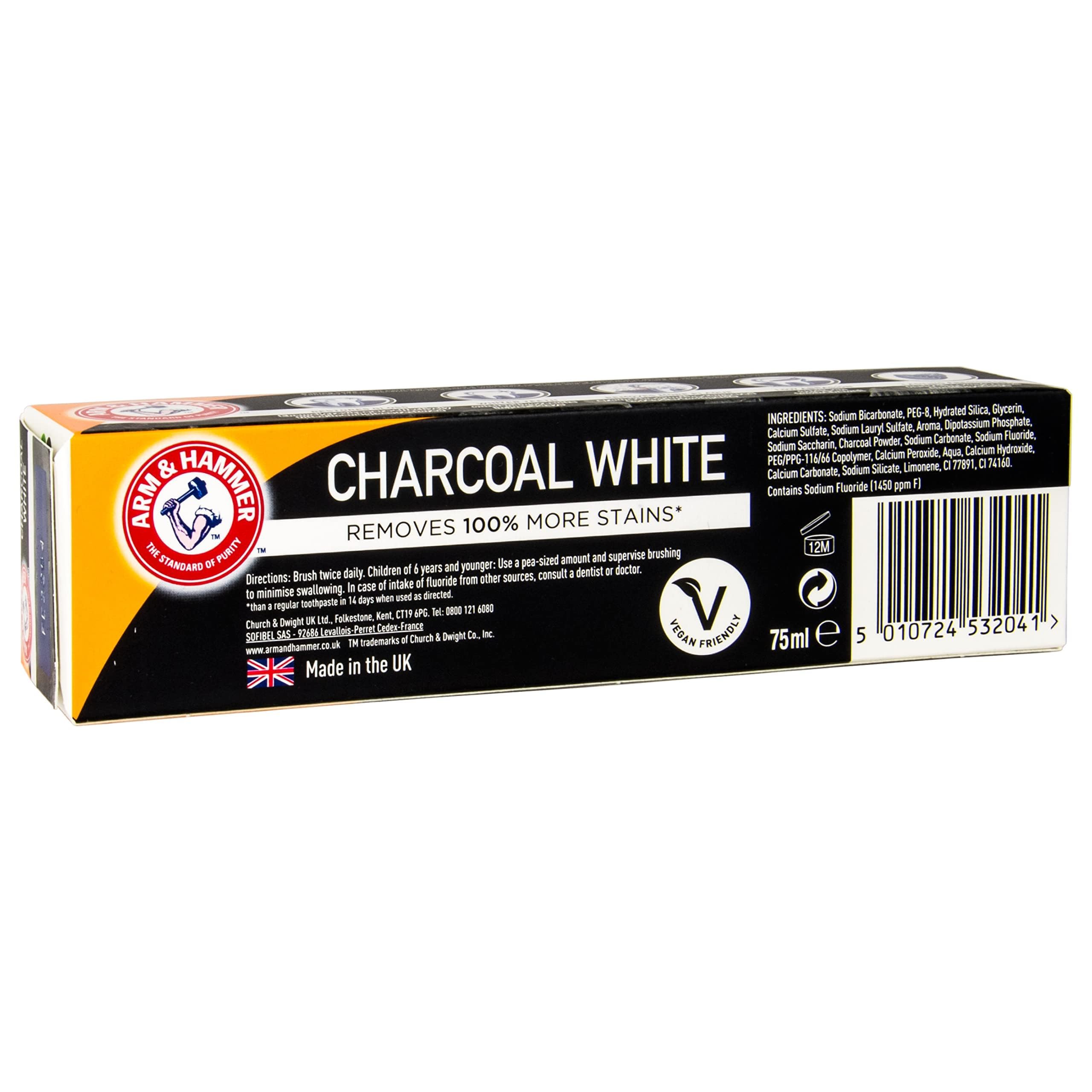 Arm & Hammer Charcoal White, sonrisa más blanca tras el cepillado.