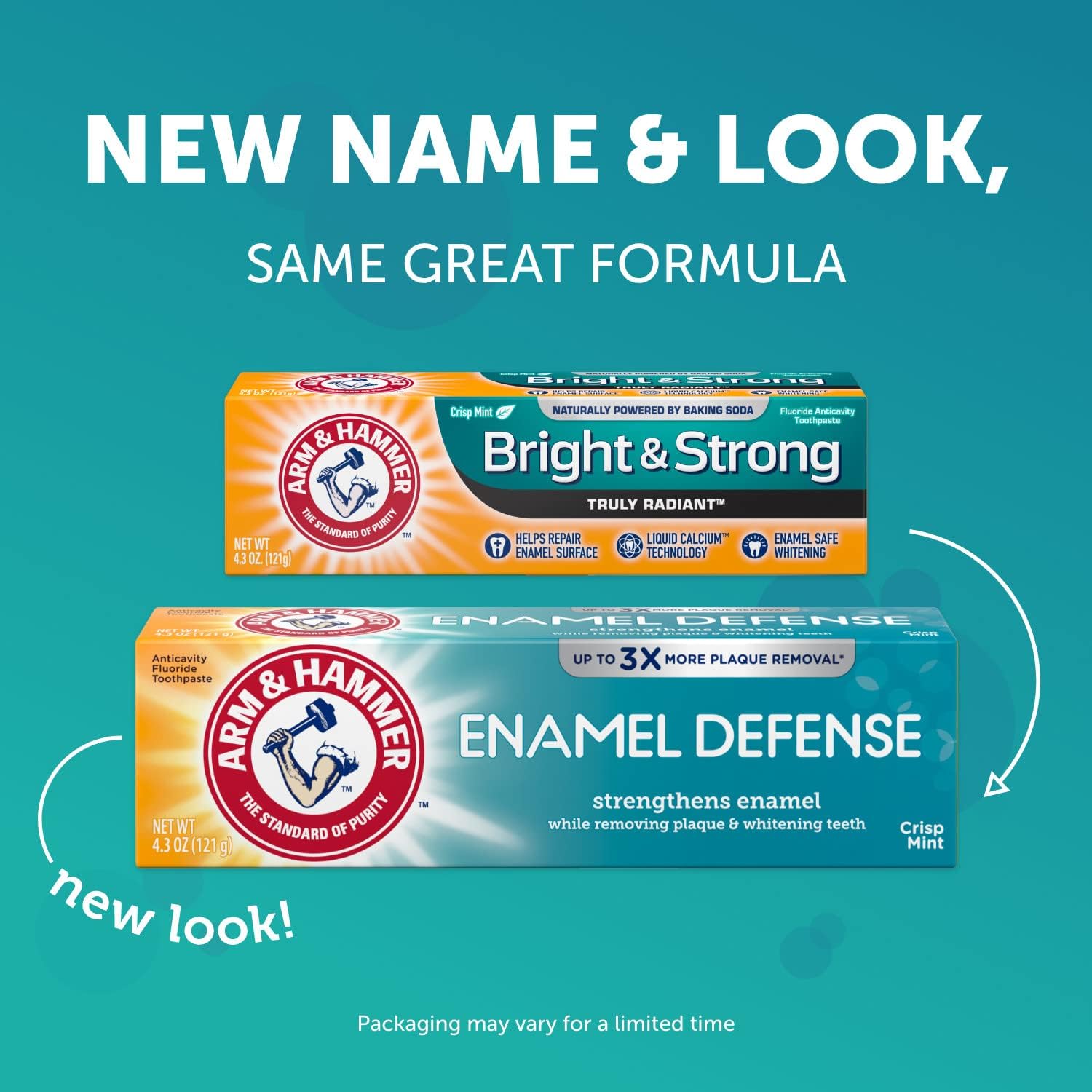 Arm & Hammer Enamel Defense, paquete de tres, embalaje práctico para familias