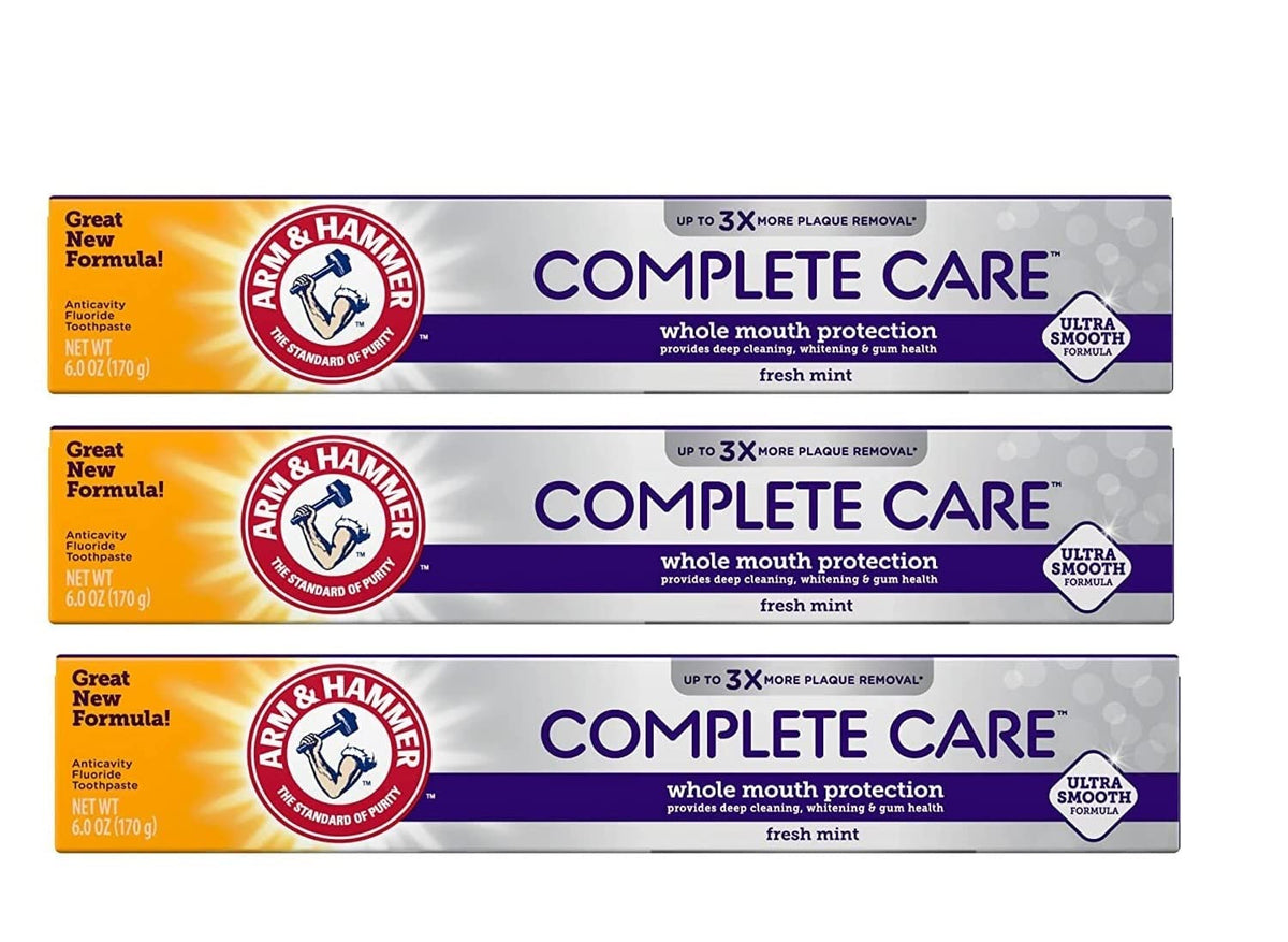 ARM & HAMMER Complete Care en tubo de pasta dental, limpieza duradera y frescura de menta.