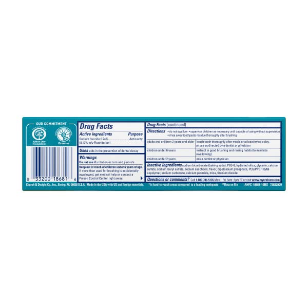Arm & Hammer Enamel Defense elimina manchas de forma suave.