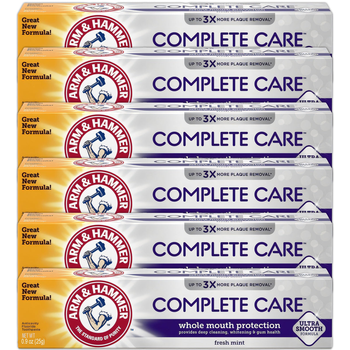 Arm & Hammer Pasta dental de Cuidado Completo protege la boca y refuerza el esmalte.