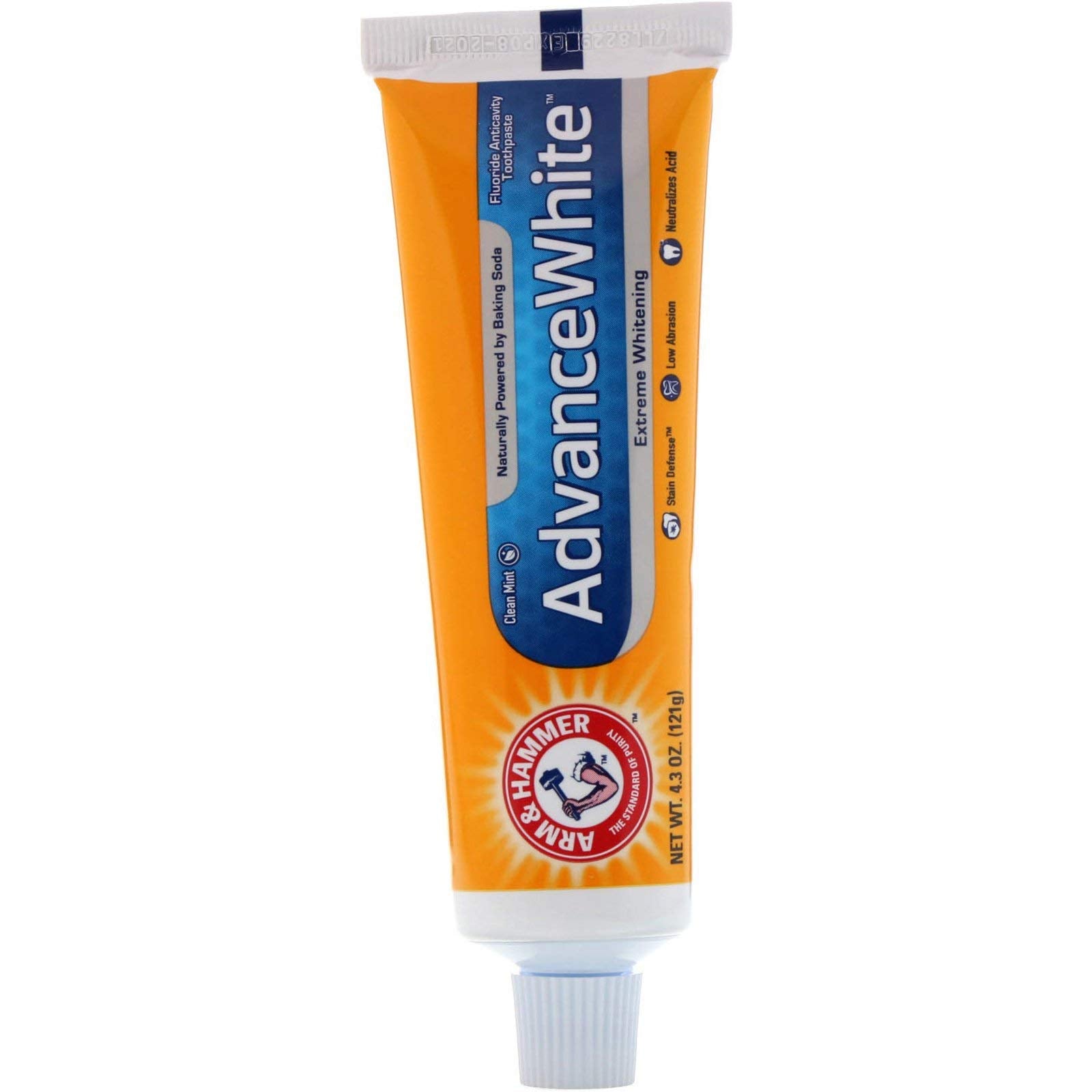 Arm & Hammer pasta de dientes, enfoque blanqueamiento suave para sonrisa más brillante.