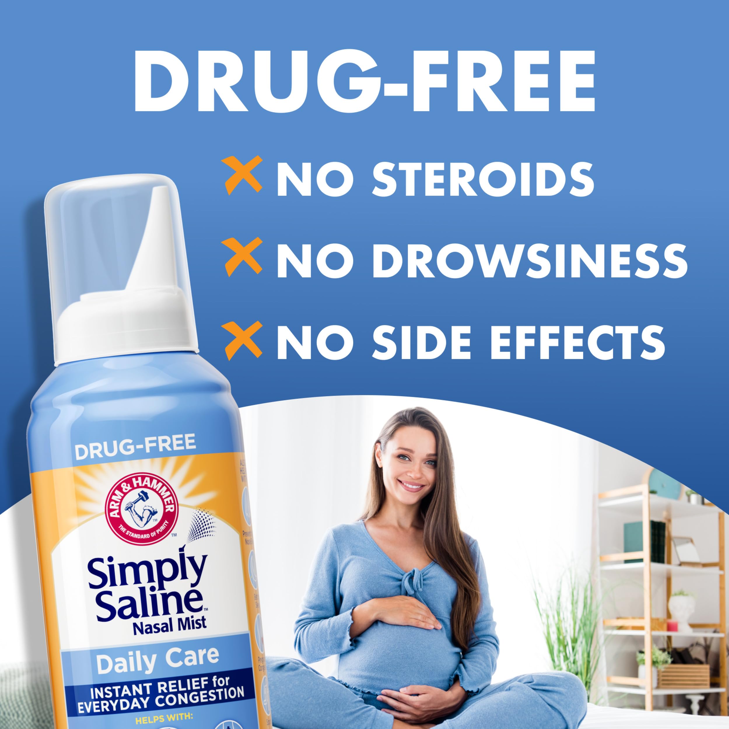 Fórmula isotónica de ARM & HAMMER Salina Simple para humedecer.