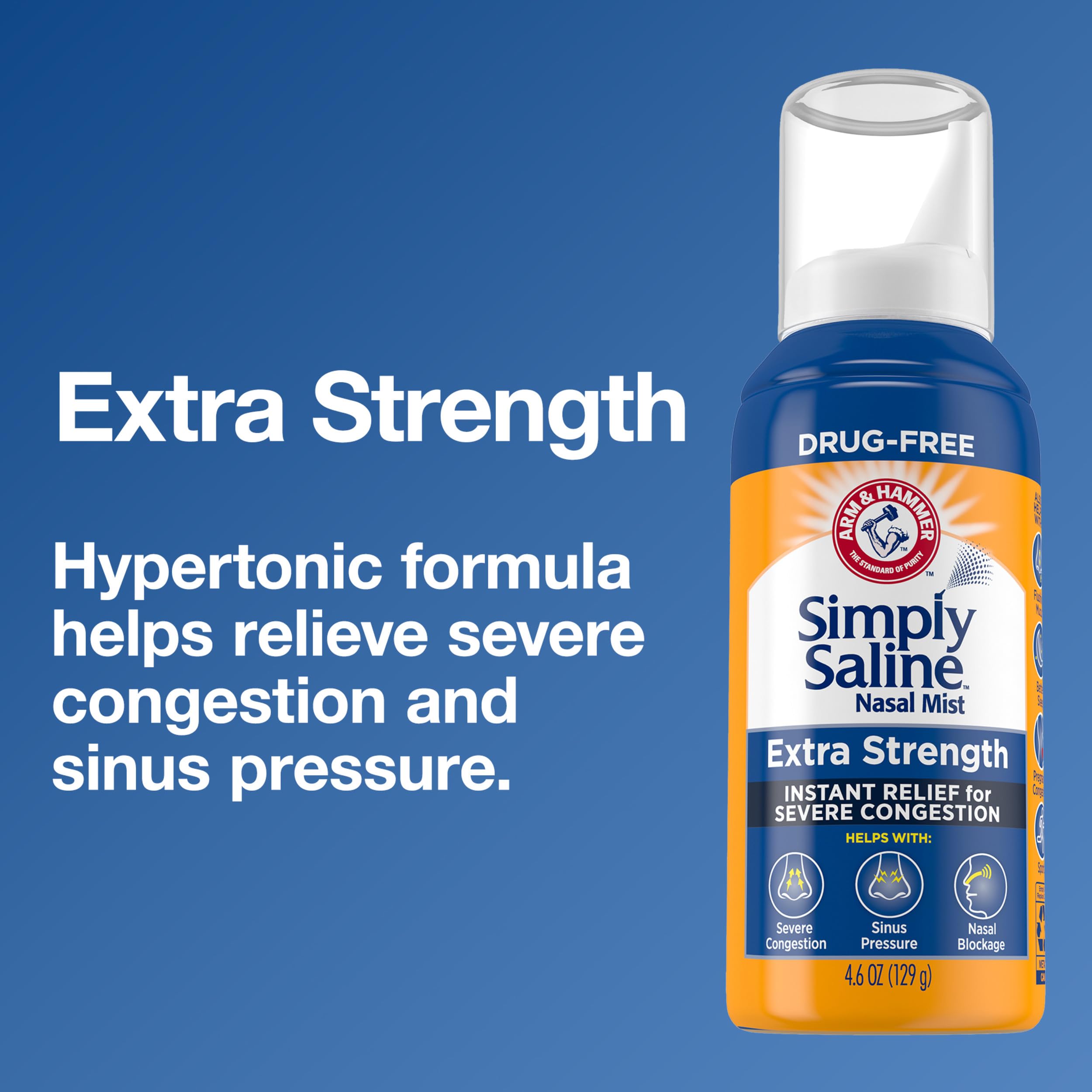 Arm & Hammer Simply Saline, boquilla ajustada para rociado nasal cómodo.