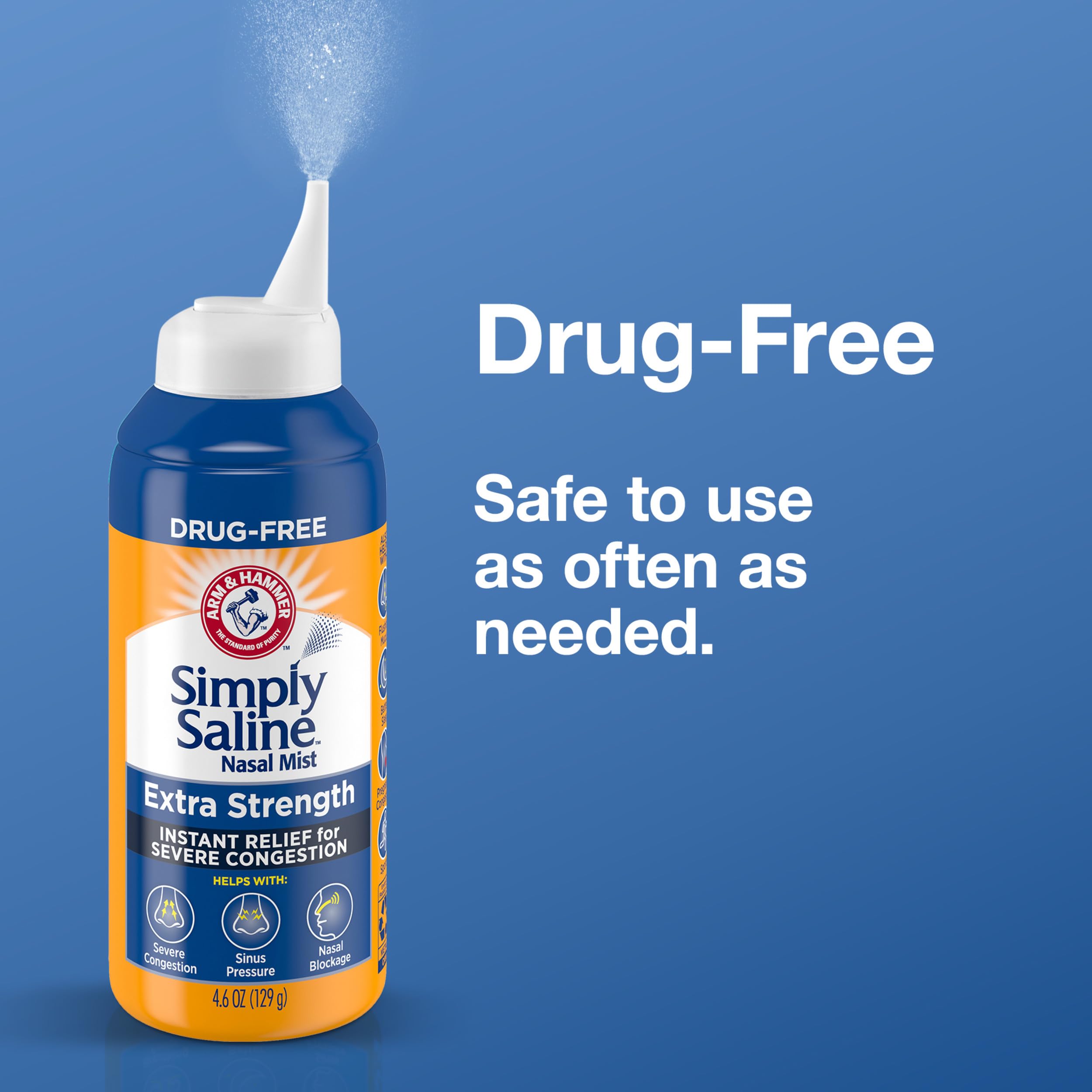Arm & Hammer Simply Saline, libre de fármacos para uso diario.
