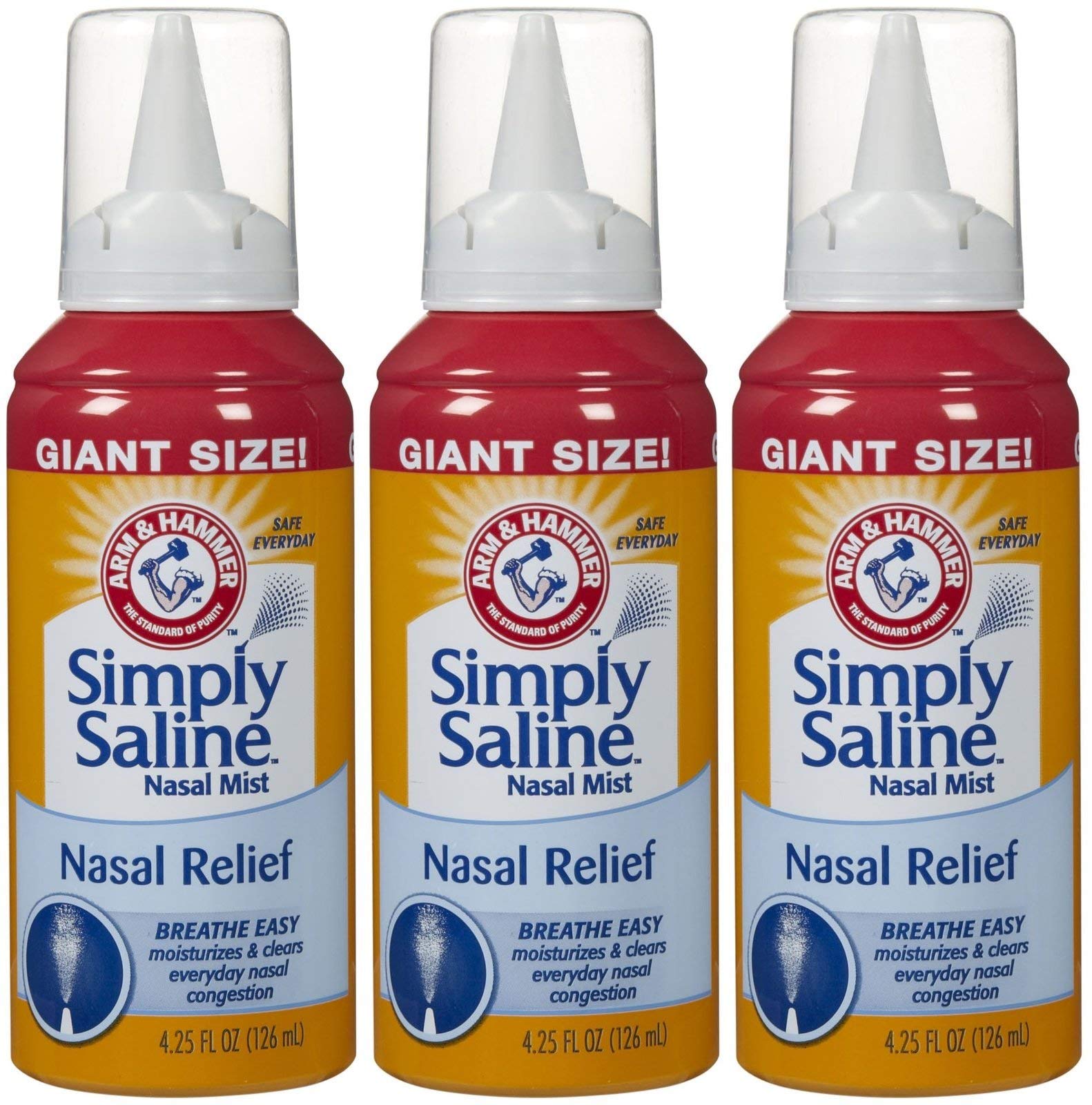 Arm & Hammer Simply Saline spray nasal gigante para humectar y aliviar la congestión cotidiana
