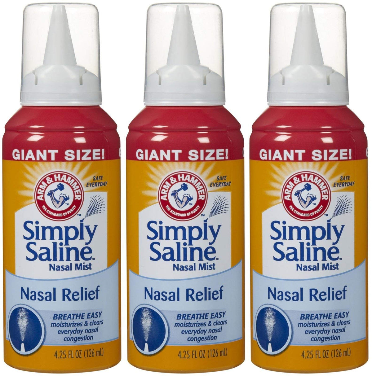 Arm & Hammer Simply Saline spray nasal gigante para humectar y aliviar la congestión cotidiana