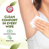 Textura suave de toallitas Arm & Hammer con aloe vera y manzanilla para limpieza suave.