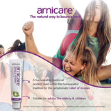 Etiqueta de Arnicare crema arnica mostrando información de uso externo.