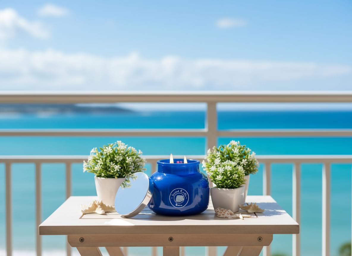 AROMA BAY Ozone vela en ambiente hogareño, decorativa y calmante.