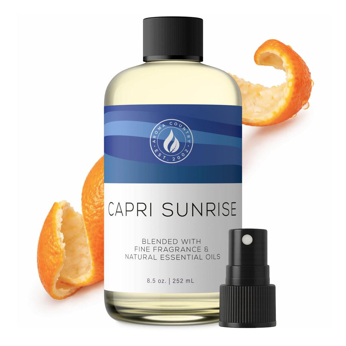 Aroma Country Capri Sunrise: botella de aceite para difusor, fragancia duradera para hogar.